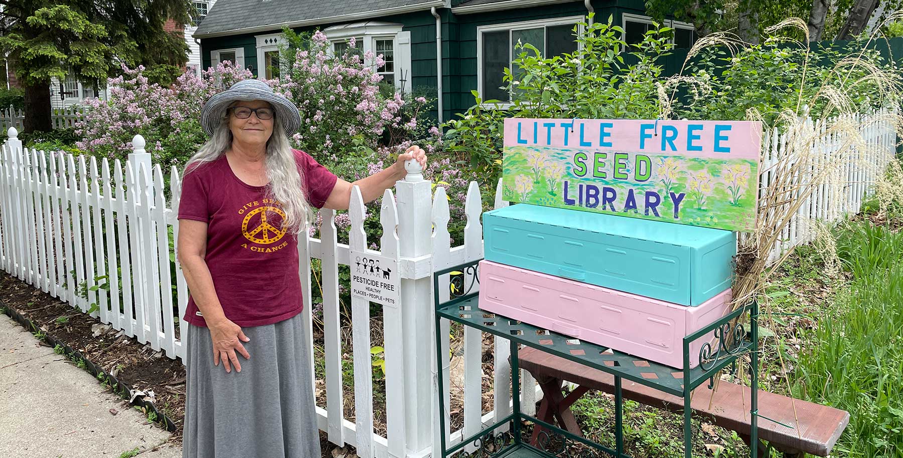 Suzanne De Young and her Little Free Seed Library