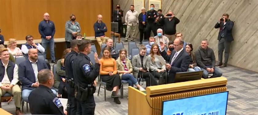 Police officer swearing in ceremony at West St. Paul City Council