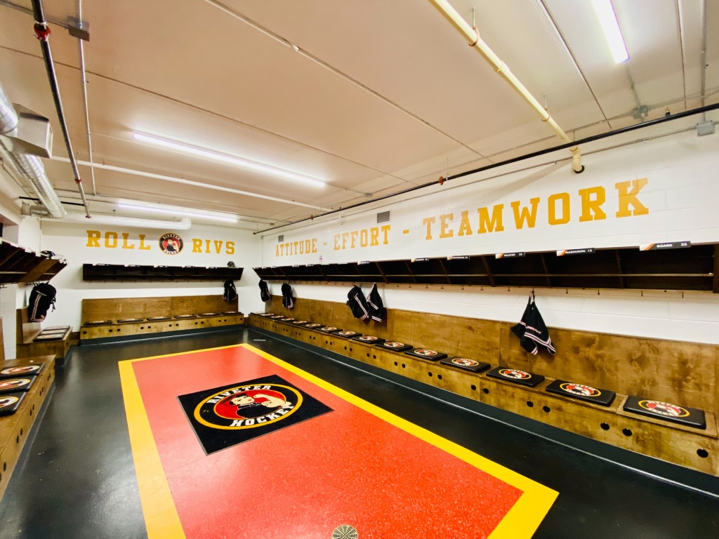 Riveter's locker room  in the West St. Paul ice arena.