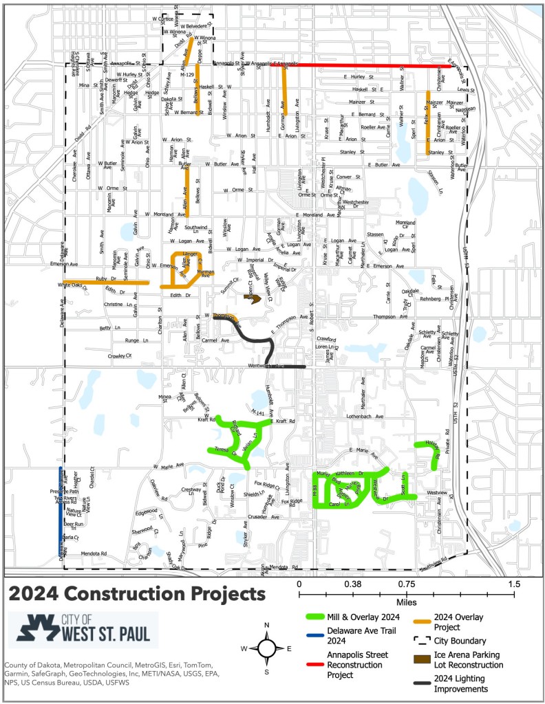 2024 Construction Project map of West St. Paul